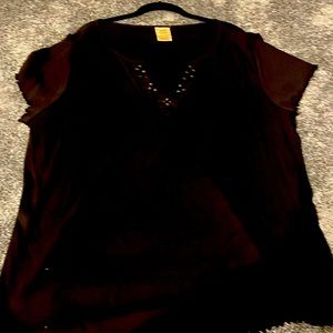 Black 26w/28w faded glory top  short sleeve v neck women’s plus size new.